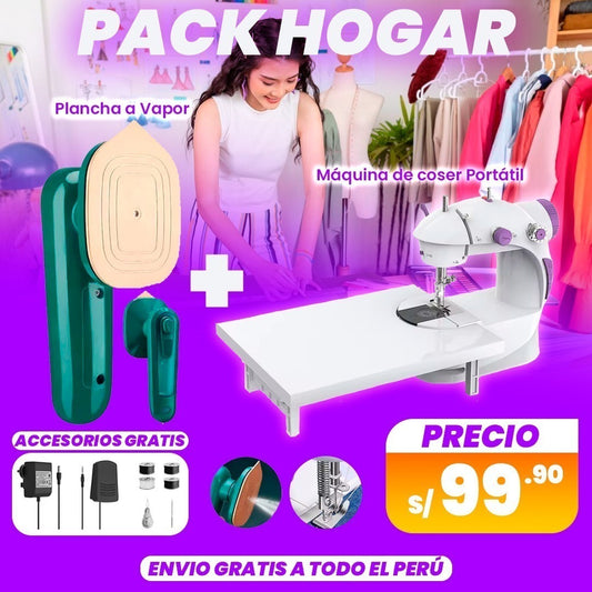 combo plancha a vapor y maquina de coser